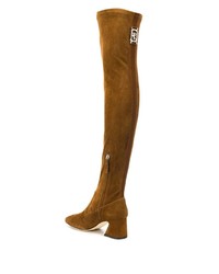 braune Overknee Stiefel aus Wildleder von Alberta Ferretti