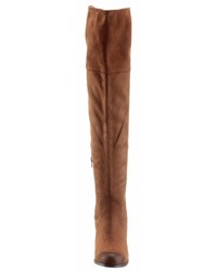 braune Overknee Stiefel aus Wildleder von Tom Tailor