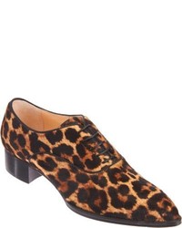 braune Oxford Schuhe mit Leopardenmuster