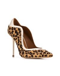 braune Pumps aus Kalbshaar mit Leopardenmuster von Malone Souliers