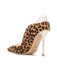 braune Pumps aus Kalbshaar mit Leopardenmuster von Malone Souliers