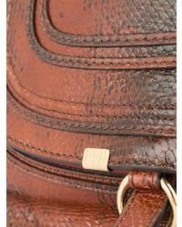 braune Satchel-Tasche aus Leder mit Schlangenmuster von Chloé