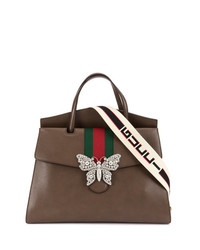 braune Satchel-Tasche aus Leder von Gucci