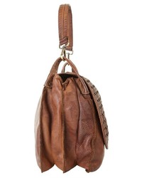 braune Satchel-Tasche aus Leder von SAMANTHA LOOK