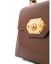 braune Satchel-Tasche aus Leder von Dolce & Gabbana