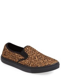 braune Schuhe aus Leder mit Leopardenmuster