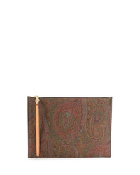 braune Segeltuch Clutch Handtasche mit Paisley-Muster