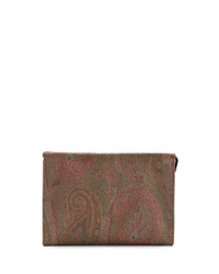 braune Segeltuch Clutch Handtasche mit Paisley-Muster von Etro