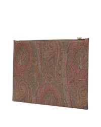 braune Segeltuch Clutch Handtasche mit Paisley-Muster von Etro