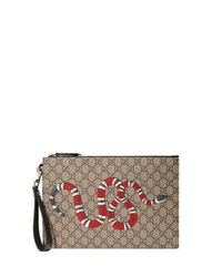 braune Segeltuch Clutch Handtasche von Gucci