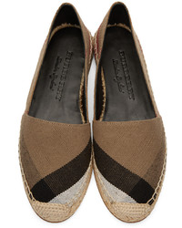 braune Segeltuch Espadrilles von Burberry