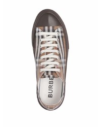 braune Segeltuch niedrige Sneakers mit Karomuster von Burberry