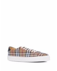 braune Segeltuch niedrige Sneakers mit Karomuster von Burberry