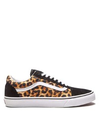 braune Segeltuch niedrige Sneakers mit Leopardenmuster von Vans