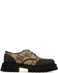 braune Segeltuch Oxford Schuhe von Gucci