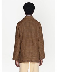 braune Shirtjacke mit Karomuster von Gucci