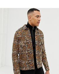 braune Shirtjacke mit Leopardenmuster von ASOS DESIGN