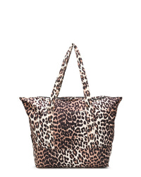 braune Shopper Tasche aus Leder mit Leopardenmuster von Ganni