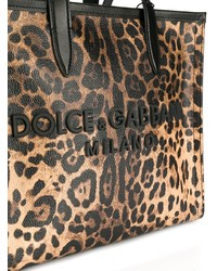 braune Shopper Tasche aus Leder mit Leopardenmuster von Dolce & Gabbana