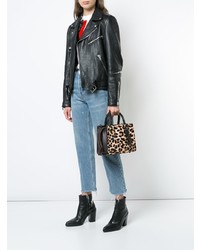braune Shopper Tasche aus Leder mit Leopardenmuster von Coach