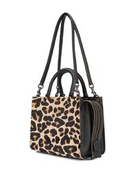 braune Shopper Tasche aus Leder mit Leopardenmuster von Coach