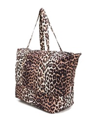 braune Shopper Tasche aus Leder mit Leopardenmuster von Ganni