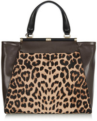 braune Shopper Tasche aus Leder mit Leopardenmuster von Diane von Furstenberg
