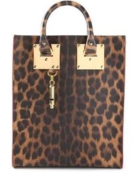 braune Shopper Tasche aus Leder mit Leopardenmuster von Sophie Hulme