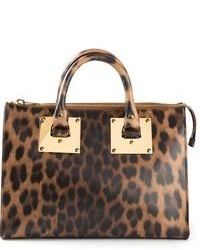 braune Shopper Tasche aus Leder mit Leopardenmuster von Sophie Hulme