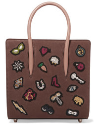 braune Shopper Tasche aus Leder mit Reliefmuster von Christian Louboutin