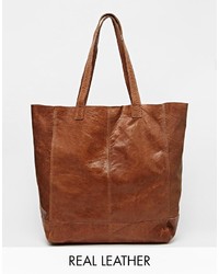 braune Shopper Tasche aus Leder von Oasis