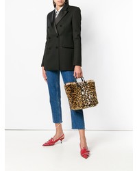 braune Shopper Tasche aus Pelz mit Leopardenmuster von Dolce & Gabbana
