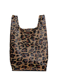 braune Shopper Tasche aus Segeltuch mit Leopardenmuster von Ashish