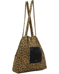 braune Shopper Tasche aus Segeltuch mit Leopardenmuster von R13