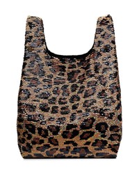 braune Shopper Tasche aus Segeltuch mit Leopardenmuster von Ashish