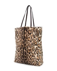 braune Shopper Tasche aus Segeltuch mit Leopardenmuster von Saint Laurent