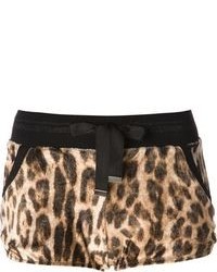 braune Shorts mit Leopardenmuster von Roberto Cavalli