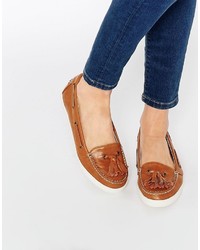 braune Slip-On Sneakers aus Leder von Asos