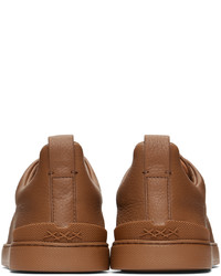 braune Slip-On Sneakers aus Leder von Zegna