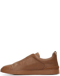 braune Slip-On Sneakers aus Leder von Zegna