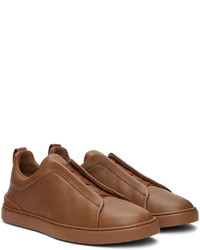 braune Slip-On Sneakers aus Leder von Zegna