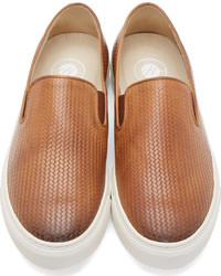 braune Slip-On Sneakers aus Leder von H By Hudson