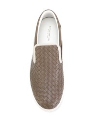 braune Slip-On Sneakers aus Leder von Bottega Veneta