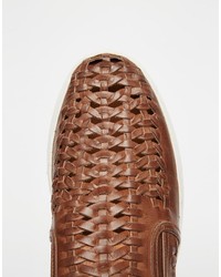 braune Slip-On Sneakers aus Leder von Dune