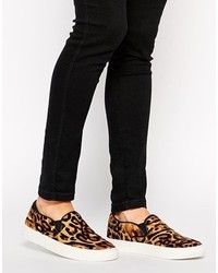 braune Slip-On Sneakers aus Wildleder mit Leopardenmuster von Aldo