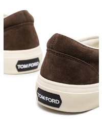 braune Slip-On Sneakers aus Wildleder von Tom Ford