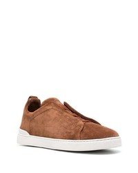 braune Slip-On Sneakers aus Wildleder von Zegna