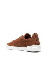 braune Slip-On Sneakers aus Wildleder von Zegna