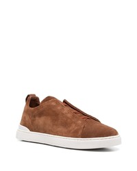 braune Slip-On Sneakers aus Wildleder von Zegna