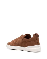 braune Slip-On Sneakers aus Wildleder von Zegna